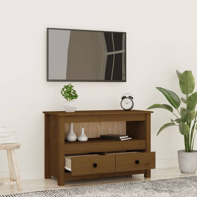 vidaXL Szafka pod TV, miodowy brąz, 79x35x52 cm, lite drewno sosnowe
