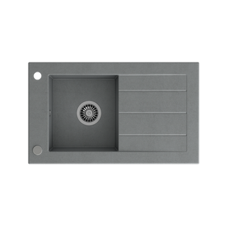 WILL zlewozmywak granitowy 1-komorowy szary (77x46x18,5) z zaślepką i odpływem