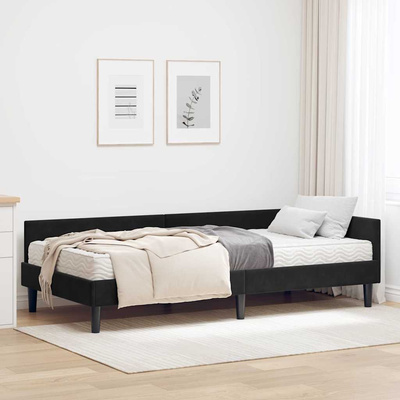 Rama Łóżka Narożnego z Materacem 2 szt. Czarny 90 x 200 cm
