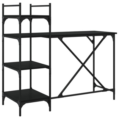 vidaXL Biurko komputerowe z półkami, czarne, 120x47x109 cm