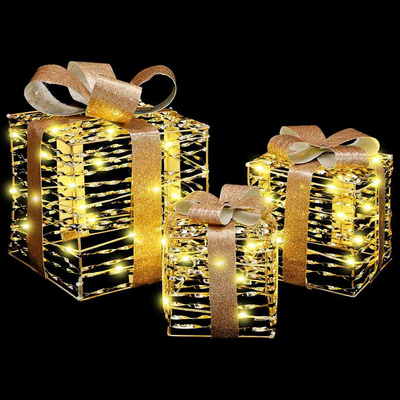 Pudełko Prezentowe 3 pcs Ciepła biel 20 x 20 x 20 cm PET