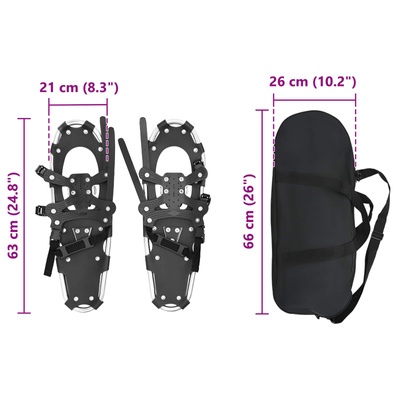 3 w 1 Rakiety śnieżne Srebrny i czarny 63 x 21 cm