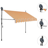 Ręcznie zwijana markiza z LED, 300 cm, żółto-niebieska