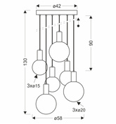 Lampa wisząca Testa beżowa białe klosze kule 6x10W G9 regulowana