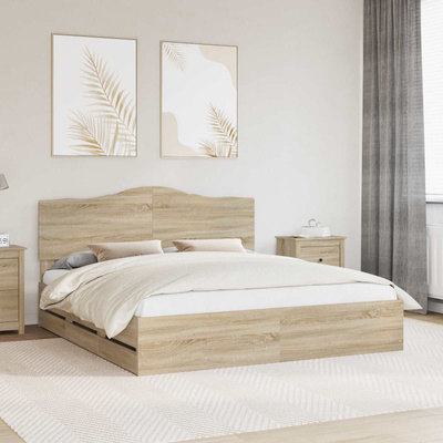 Ramka łóżka Dąb Sonoma 200 x 200 cm Drewno inżynieryjne