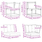 3 szt. Modułowa sofa na zewnątrz Naturalny