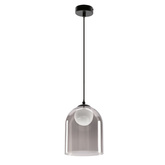 Lampa wisząca KLEA szklana – z grafitowym oraz mlecznym kloszem – nowoczesna lampa nad stół do salonu G9 LED
