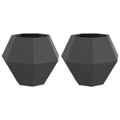 Donica 2 pcs Czarny 75 x 75 x 60 cm Stal