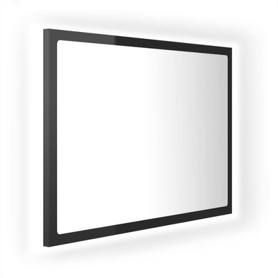 vidaXL Lustro łazienkowe LED, wysoki połysk, czarne, 60x8,5x37, akryl