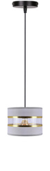 Lampa wisząca z abażurem Pandy czarna abażur szary ze złotym do jadalni