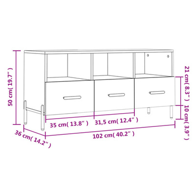 vidaXL Szafka pod TV, biała, 102x36x50 cm, materiał drewnopochodny