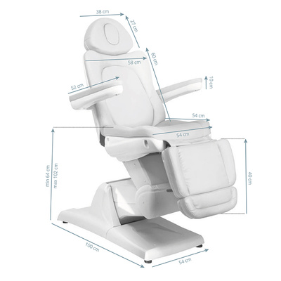 Fotel kosmetyczny elektr. Azzurro 870 3 siln. biały 109081