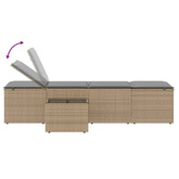 vidaXL Leżaki ze stolikiem, 2 szt., beżowe, polirattan