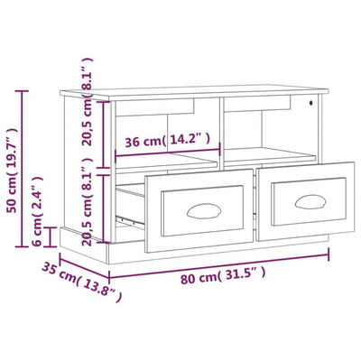 vidaXL Szafka pod TV, brązowy dąb, 80x35x50cm, materiał drewnopochodny