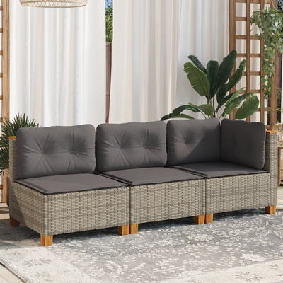 3-osobowa sofa ogrodowa z poduszkami, szara, polirattan model standard