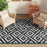 vidaXL Dywan na zewnątrz, biało-czarny, 160x230 cm, PP