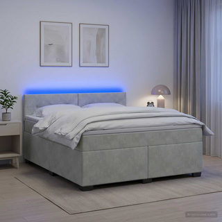 Łóżko Box Spring z materacem i LED jasnoszary 140 x 200 cm