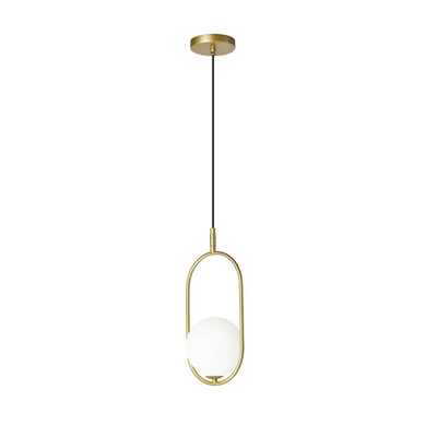Lampa wisząca CORDEL elegancka - złoty mosiądz z białym kloszem kulką - nowoczesne oświetlenie sufitowe salonu i łazienki 1x G9 LED