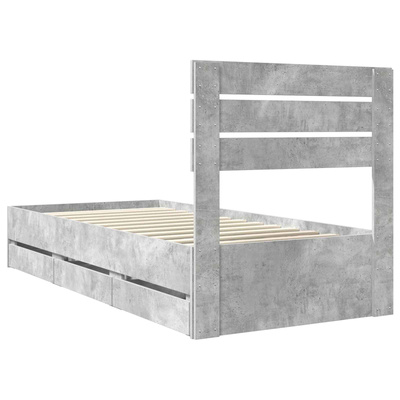 Ramka łóżka Betonowy szary 90 x 190 cm Drewno inżynieryjne