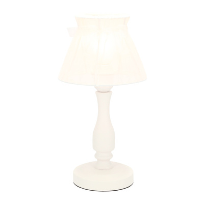 Lampka nocna Zefir biała z abażurem klasyczna E27 40W