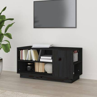 vidaXL Szafka pod TV, czarna, 80x35x40,5 cm, lite drewno sosnowe