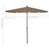 Parasol ogrodowy na słupku, 210x140 cm, kolor taupe