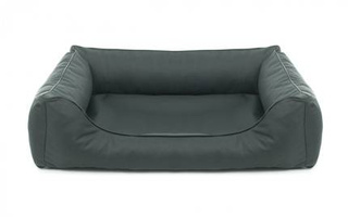 Legowisko dla psa Sofa Valencia Standard w kolorze ciemnoszarym z czarnym wykończeniem Rozmiar: M - 80 x 60 cm