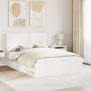 Stelaż łóżka z przechowywaniem i zagłówkiem Biały 150 x 200 cm