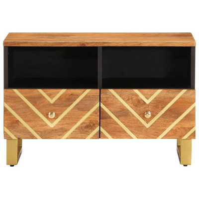 vidaXL Szafka pod TV, brązowo-czarna 70x33,5x46 cm, lite drewno mango