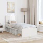 Ramka łóżka Z zagłówkiem Biały 75 x 190 cm Lite drewno sosnowe