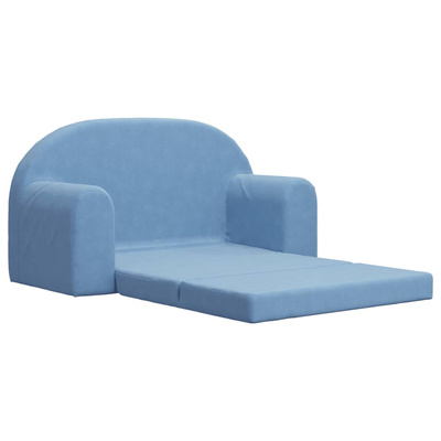 2-os. sofa dla dzieci, rozkładana, niebieska, miękki plusz