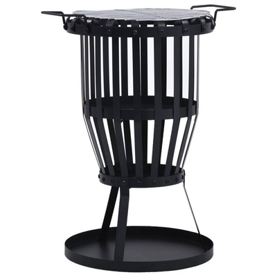 vidaXL Palenisko ogrodowe z kratką grillową, stal, 47,5 cm