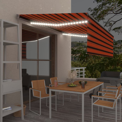 vidaXL Ręcznie zwijana markiza z zasłoną i oświetleniem LED, 4x3 m