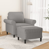 vidaXL Fotel z podnóżkiem, jasnoszary, 60 cm, obity tkaniną