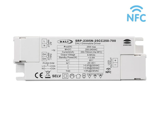 Zasilacz LED 25W 250-700mA DALI DT6 NFC