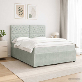 Łóżko z box spring LED z materacem jasnoszary 140 x 190 cm