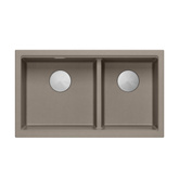 Zlewozmywak granitowy LOGAN 120 – dwukomorowy, wpuszczany, soft taupe/elementy stalowe, Quadron