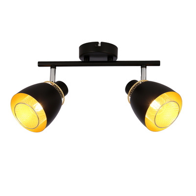 Aleksandria lampa sufitowa listwa 2x40w klosz czarny+złoty