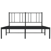 Metalowa rama łóżka z wezgłowiem, czarna, 160x200 cm