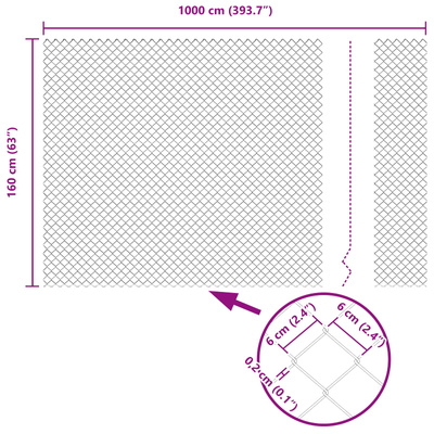 Ogrodzenie łańcuchowe 10 x 1,6 m Stal galwanizowana srebrny