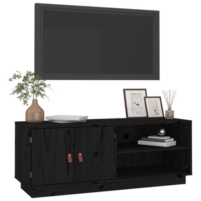 vidaXL Szafka pod TV, czarna, 105x34x40 cm, lite drewno sosnowe