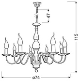 Lampa wisząca kremowa 8xE14 Bellagio 38-96510