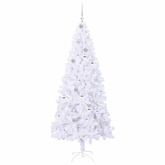 Sztuczna choinka z 300 diodami LED Biały 210 cm PVC i stal