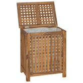 Kosz na pranie naturalny 50 x 35 x 60 cm Lite drewno teakowe