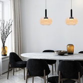 Lampa wisząca Bueno szklana pojedyncza bursztynowy klosz GX53