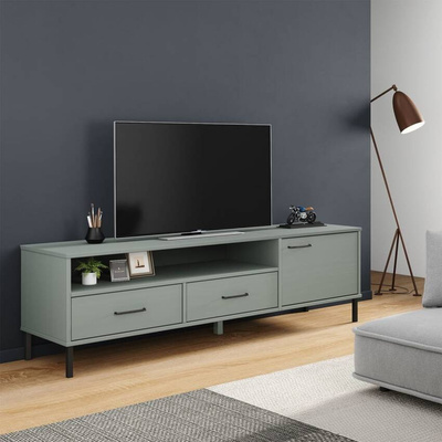 Szafka pod TV OSLO, metalowe nóżki, szara, sosnowa vidaXL