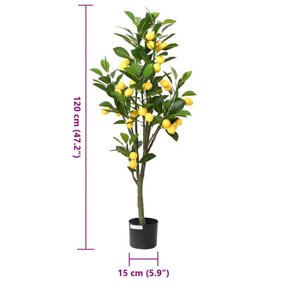 Sztuczne drzewo cytrynowe 136 liści 120 cm zielone