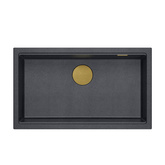LOGAN 110 GraniteQ zlewozmywak black diamond 76x44x23,5 cm 1-komorowy podwieszany z syfonem manualnym złoty