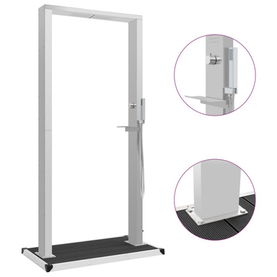 Prysznic ogrodowy z podstawą, WPC i stal nierdzewna