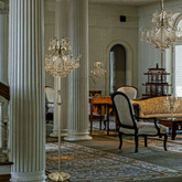 Lampka nocna biurkowa stołowa kryształowa MONTE BARCELONA 4x40W E14 szłoty